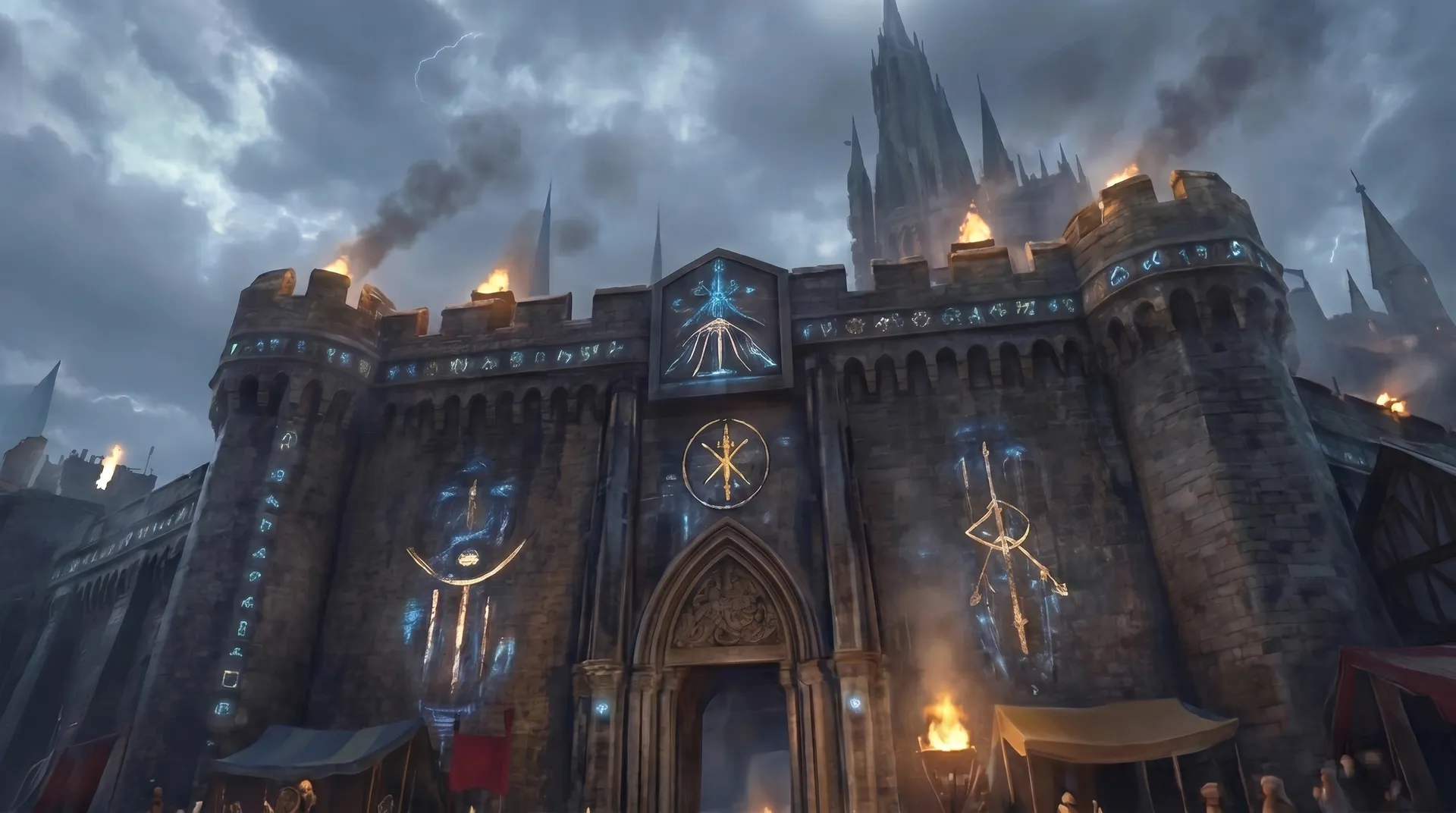 The front gate — the runic wards run deepest where the road enters